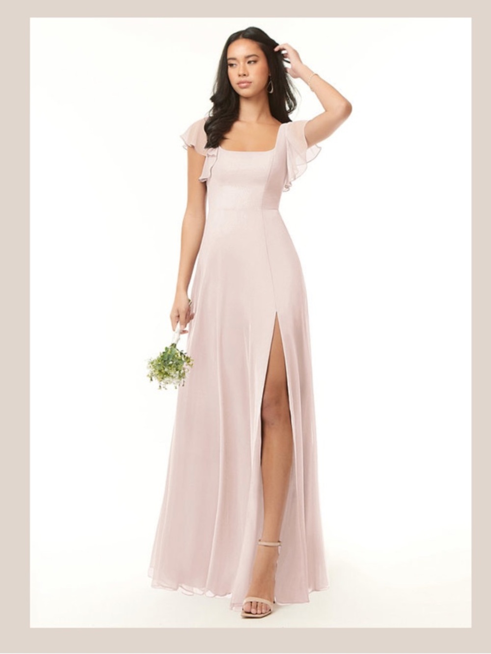 Azazie Bondi, A-Line ruffled chiffon dress/bridesmaid or wedding guest